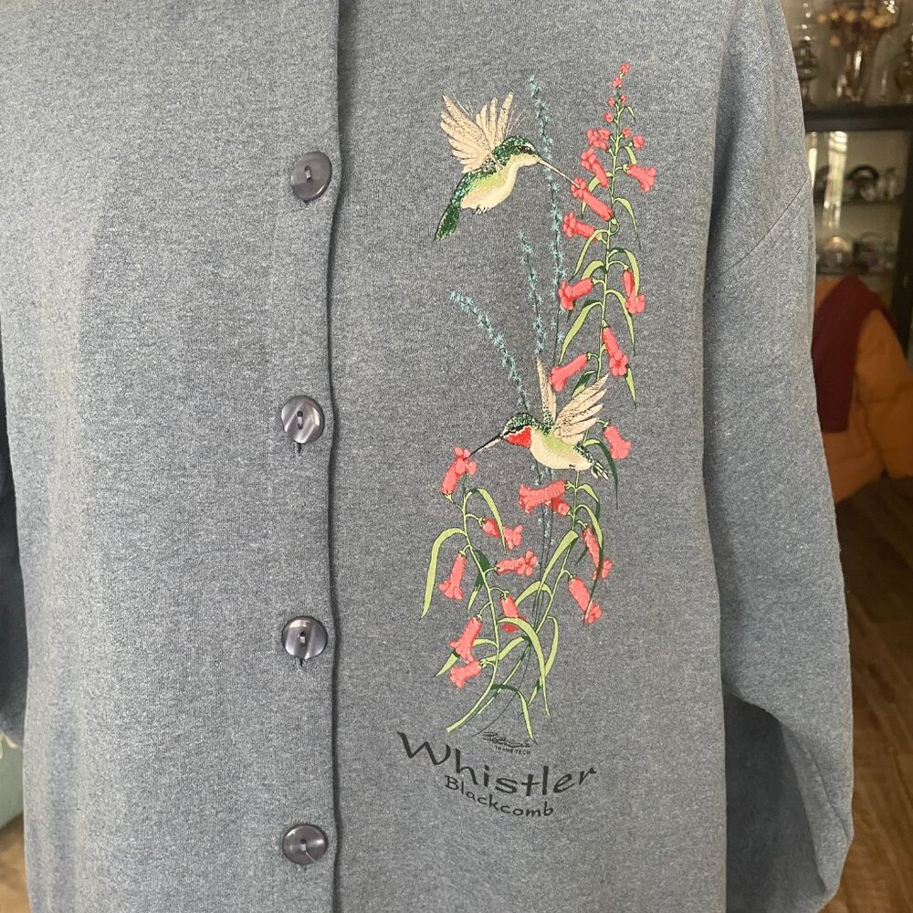 Vintage Canada North Sportswear Whistler Hummingbird Cardigan Small Grandmacore